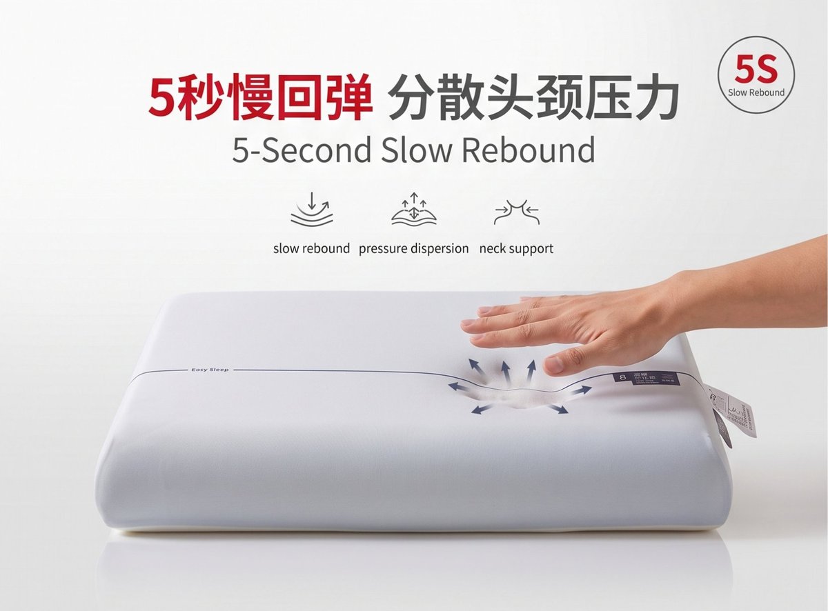 Cloud Comfort Pillow - 5-second slow rebound memory foam, pressure dispersion and neck support